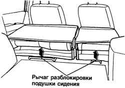 Поднятие подушки и спинки заднего сиденья