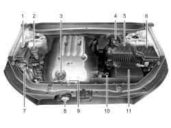 Моторный отсек автомобилей с бензиновым двигателем V6 рабочим объемом 2,7 л