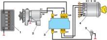 Схема соединений системы генератора с двигателем ВАЗ-2106