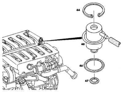 6.5.2 Диафрагменный регулятор давления топлива - детали установки Mercedes-Benz W140