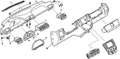 13.31 Снятие и установка нижней и верхней основных секций панели приборов Mercedes-Benz W163