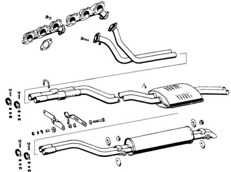 2.9.21 Снятие и установка впускного трубопровода и выпускного коллектора Mercedes-Benz W123