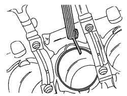 Замер зазоров в замках поршневых колец, находящихся в цилиндрах двигателя