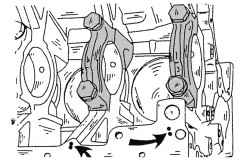 Обозначение допусков отверстий коренных подшипников коленчатого вала (показаны стрелками)