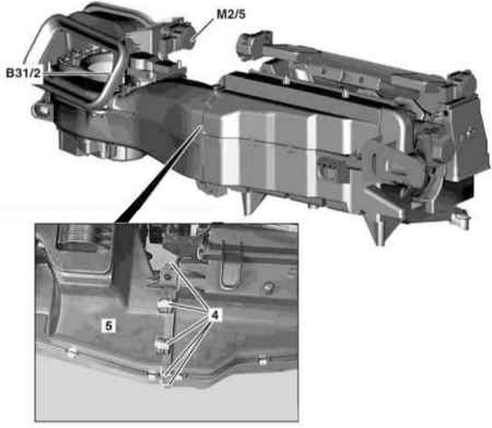 5.2.15 Снятие и установка испарителя системы К/В и его кожуха Mercedes-Benz W463