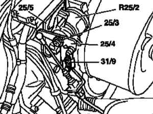 6.2.8 Смазывание, проверка подвижности и состояния шарнирных соединений рычажного привода дроссельной заслонки Mercedes-Benz W463