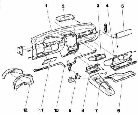 13.39 Снятие и установка панели приборов Opel Corsa