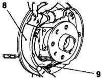 11.7 Замена башмаков барабанных тормозных механизмов задних колес Opel Astra