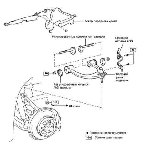 12.7 Снятие и установка верхнего управляющего рычага передней подвески Toyota Land Cruiser