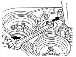 Регулировка положения натяжного ролика поликлинового ремня насоса усилителя рулевого управления