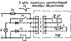 Электрическая схема устройства контроля обрыва тормозной магистрали поезда с датчиком №418