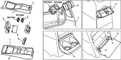 13.33 Снятие, разборка и установка центральной консоли Mercedes-Benz W163
