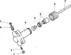 11.8 Рабочий цилиндр привода выключения сцепления - снятие, переборка и установка Митсубиси Кольт