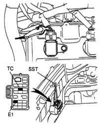 7.8 Проверка и регулировка установки угла опережения зажигания/впрыска   топлива бензинового двигателя Toyota Land Cruiser