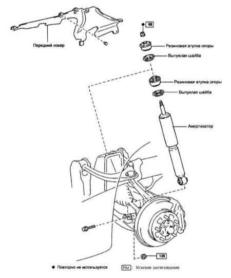 12.2 Снятие и установка передних амортизаторов Toyota Land Cruiser