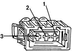Проверка датчика Холла на двигателе VR6. «1», «2», «3» — номера клемм штекерной колодки